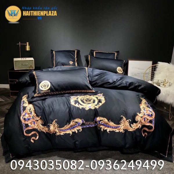 Chăn ga gối thương hiệu Versace lụa 6 món