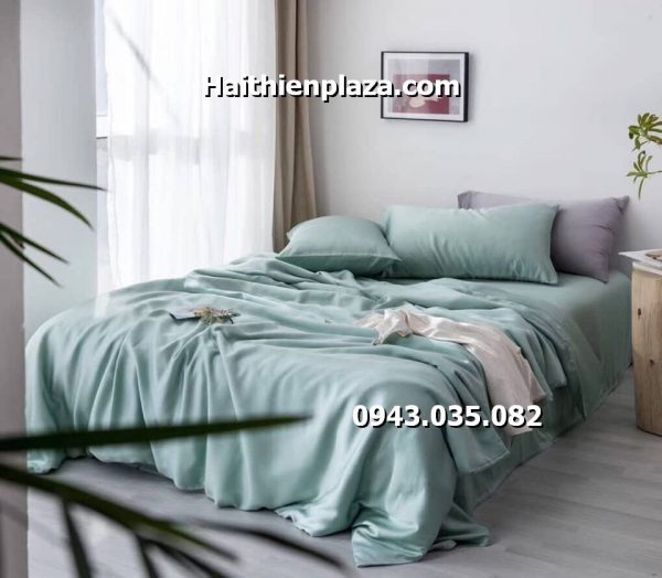 chăn ga gối một mầu cao cấp xanh ngọc