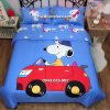 Chăn ga gối hình Snoopy mầu xanh