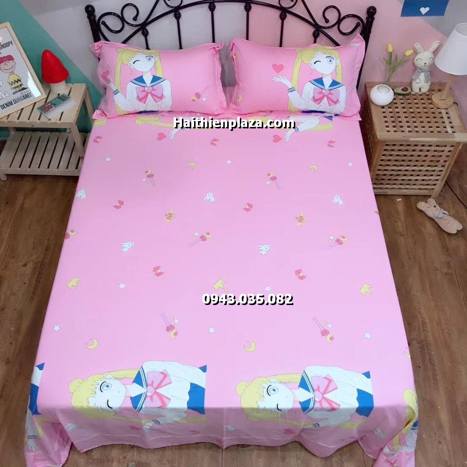 ga giường mầu hồng cho bé gái