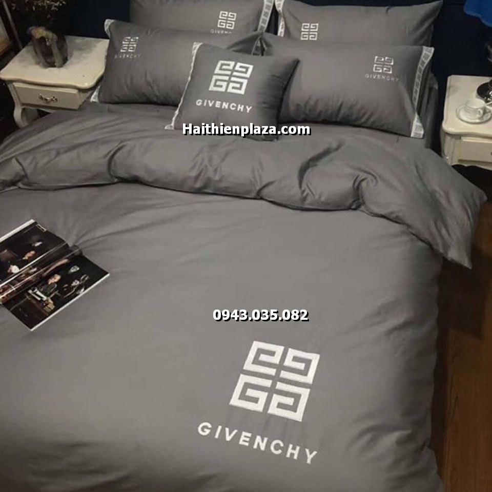 Chăn ga gối thương hiệu Givenchy mầu xám Chăn ga gối thương hiệu Givenchy mầu xám