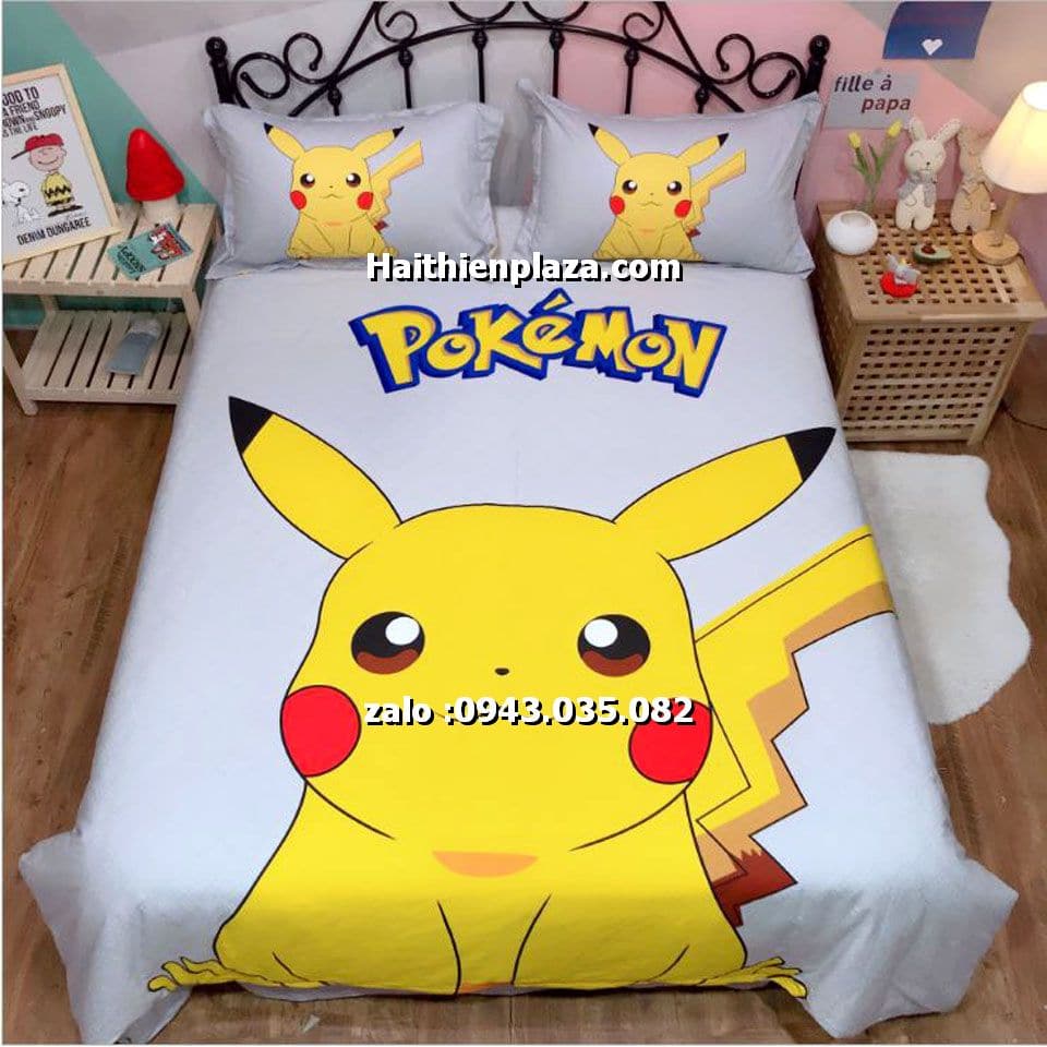 Chăn ga trẻ em hình Pikachu Pokemon