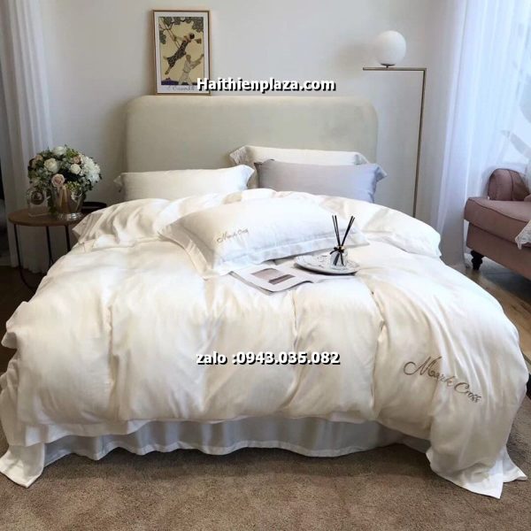 Chăn ga gối đệm mầu trắng lụa tencel