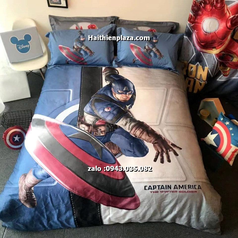 Chăn ga gối hình siêu anh hùng Captain America