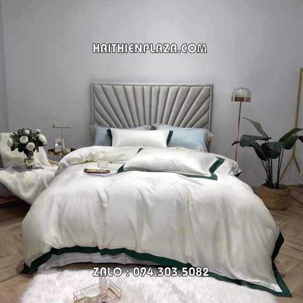 Chăn ga cao cấp 1 mầu kem lụa tencel