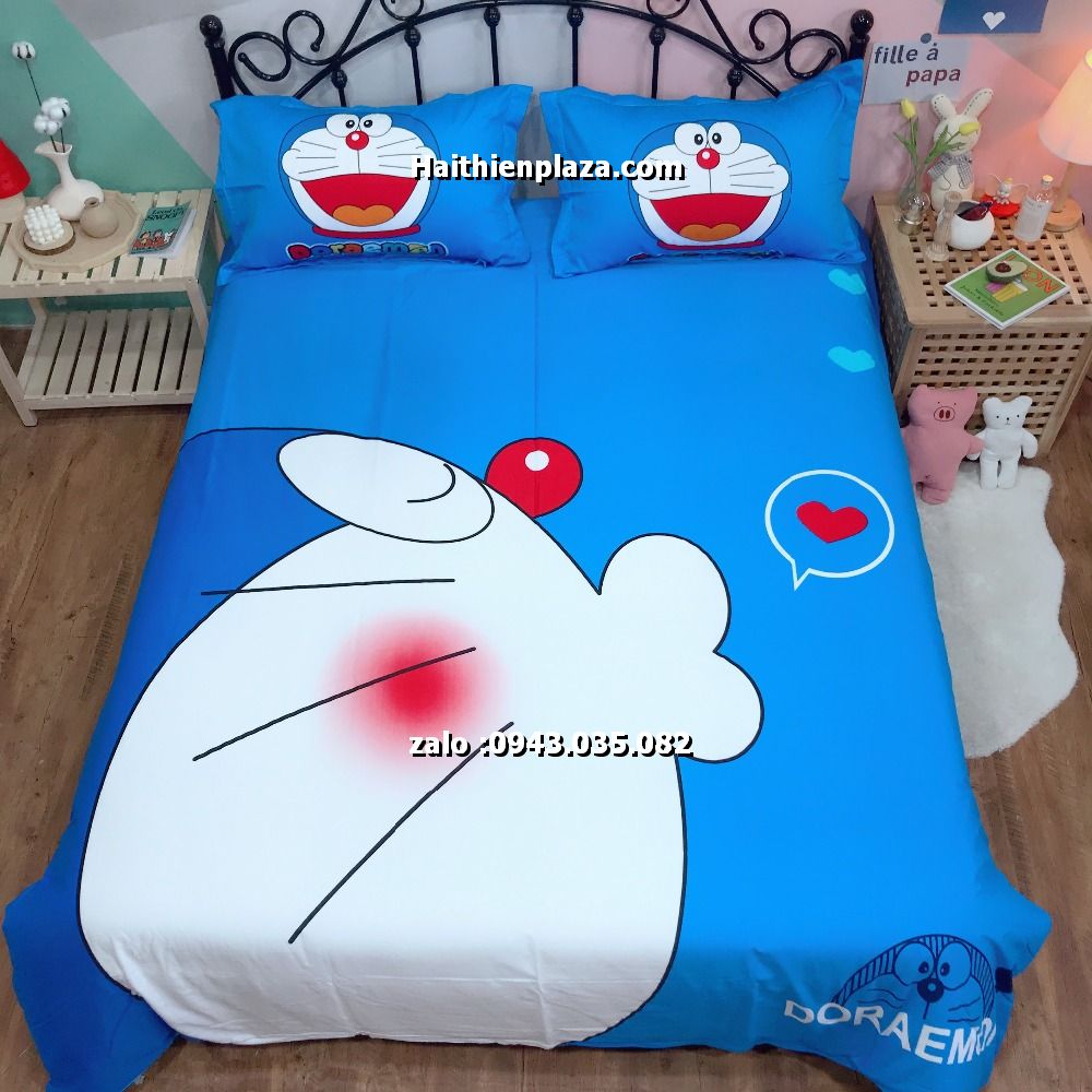 Chăn ga gối đẹp hình doraemon