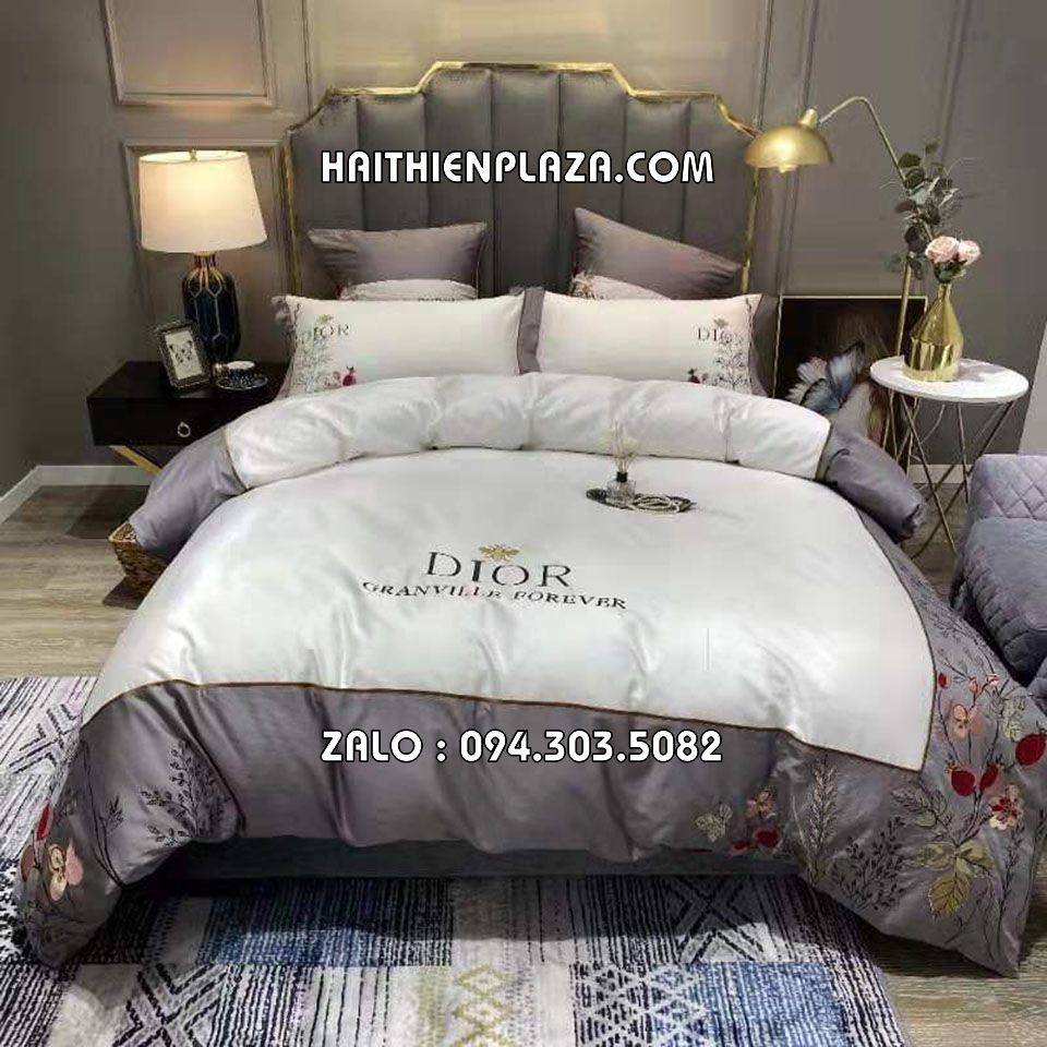 Chăn ga hàng hiệu Dior phối mầu Chăn ga hàng hiệu Dior phối mầu