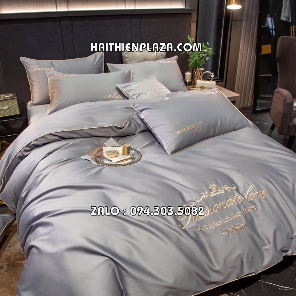Chăn ga màu ghi xám lụa silk Chăn ga màu ghi xám lụa silk