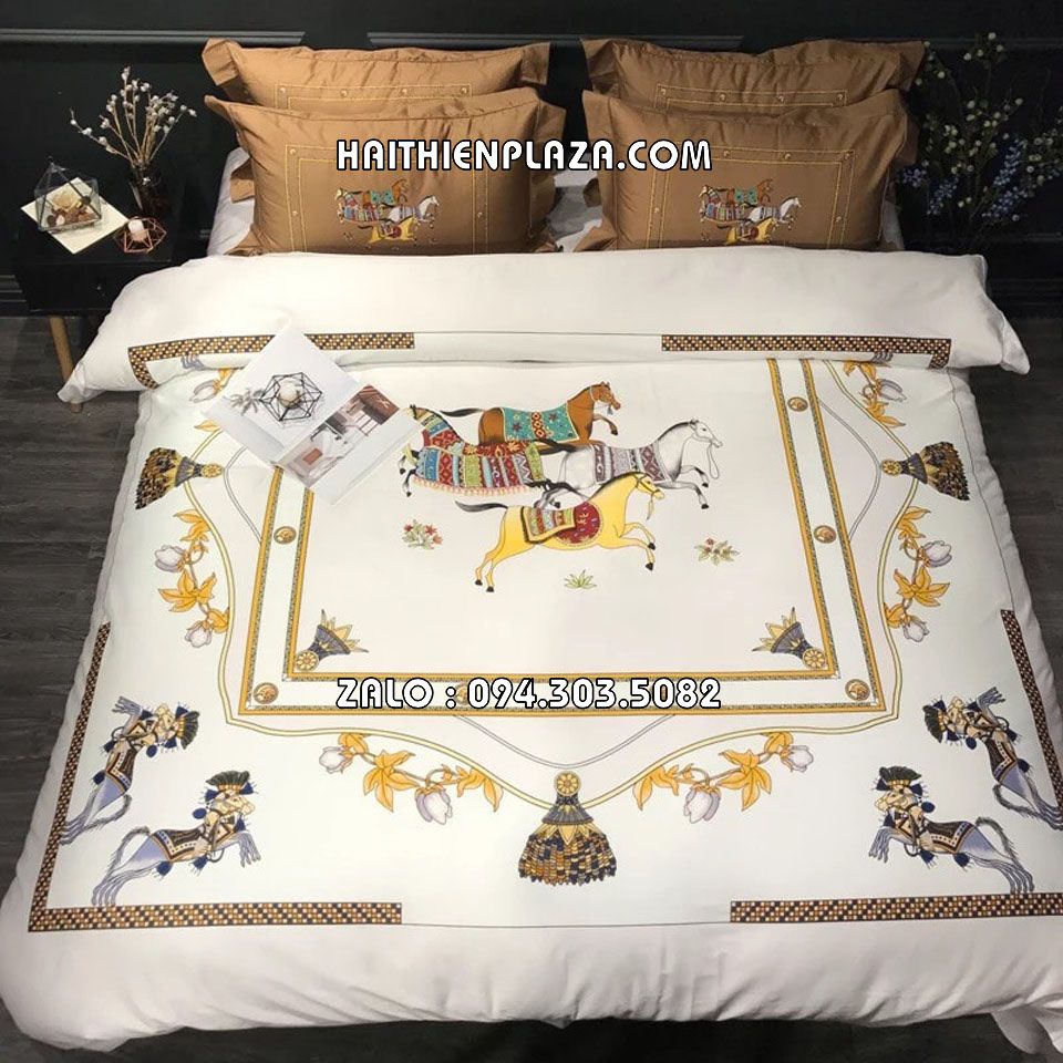 Bộ chăn ga cao cấp thương hiệu Hermes Bộ chăn ga cao cấp thương hiệu Hermes
