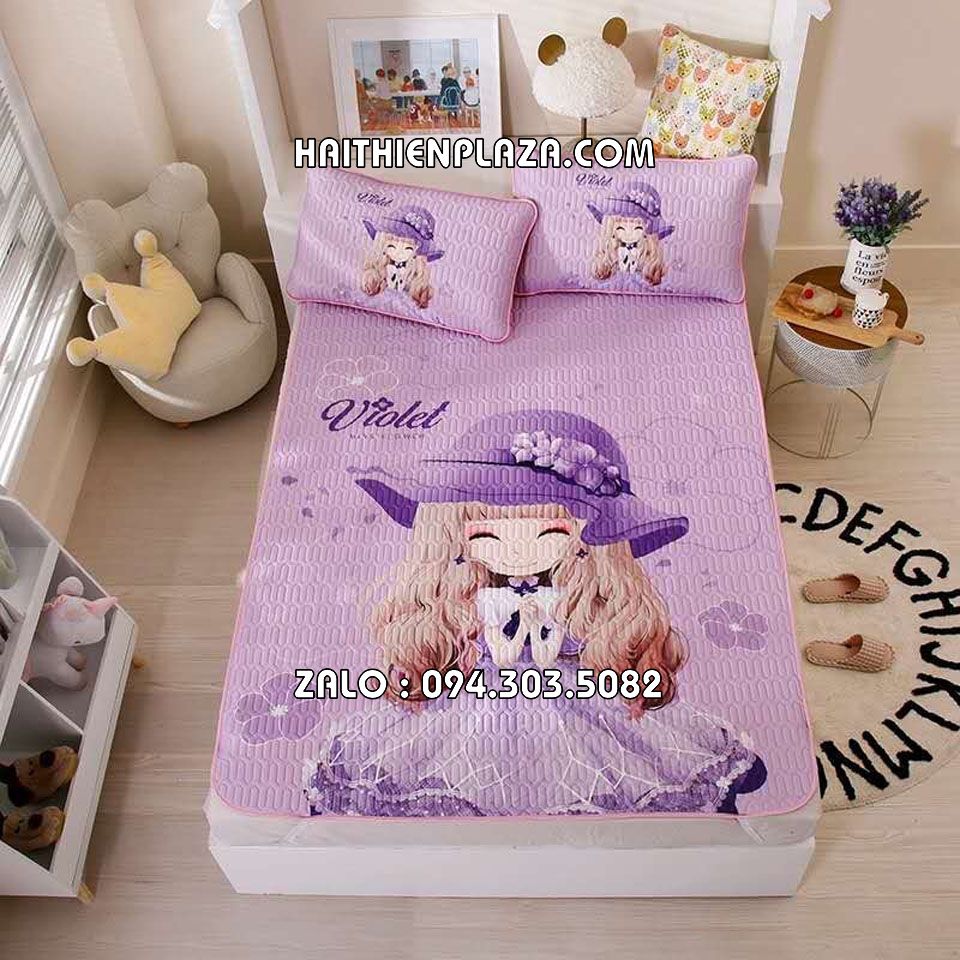 Ga trải giường cho bé gái mầu tím Ga trải giường cho bé gái mầu tím