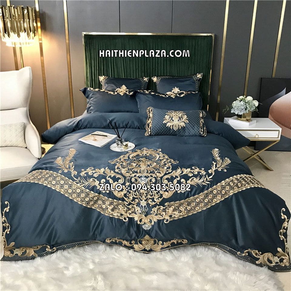 Bộ chăn ga gối đệm màu đen lụa silk Bộ chăn ga gối đệm màu đen lụa silk