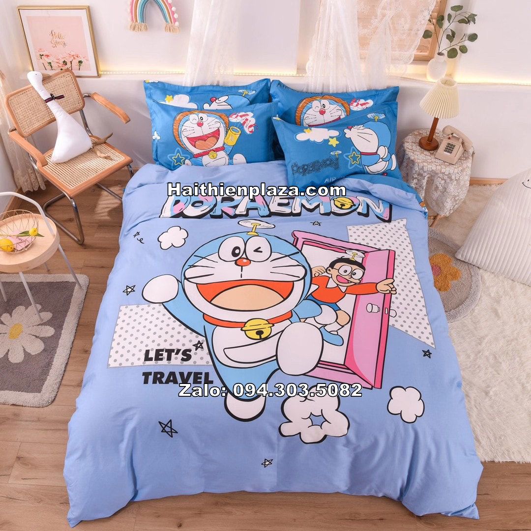 Bộ chăn ga gối hình Doraemon