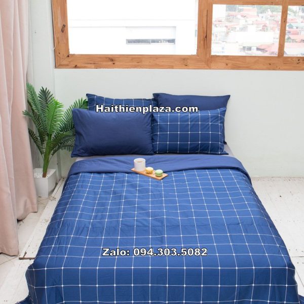 Vỏ chăn ga cotton hàn ô vuông
