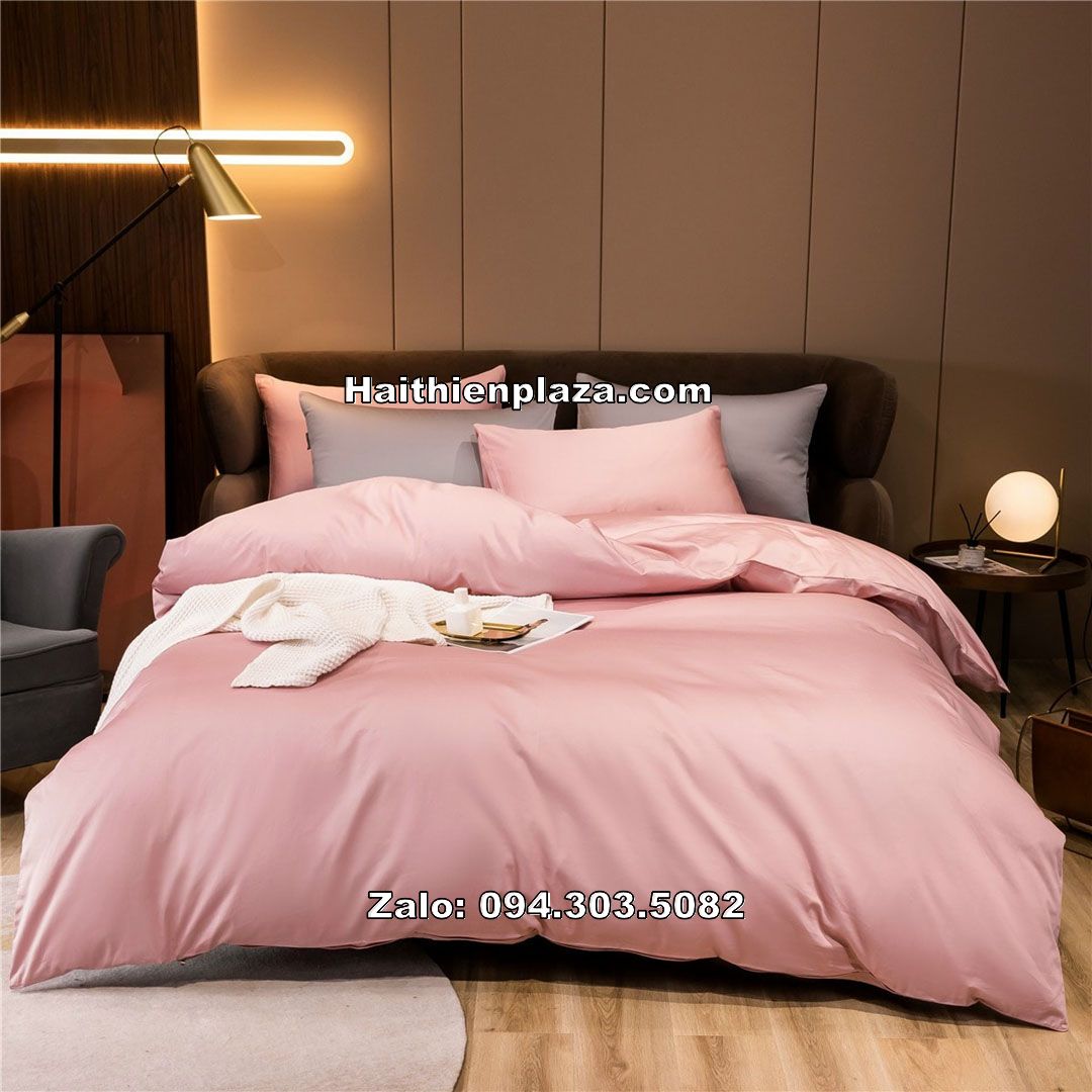 Vỏ chăn ga gối một mầu hồng dâu Vỏ chăn ga gối một mầu hồng dâu