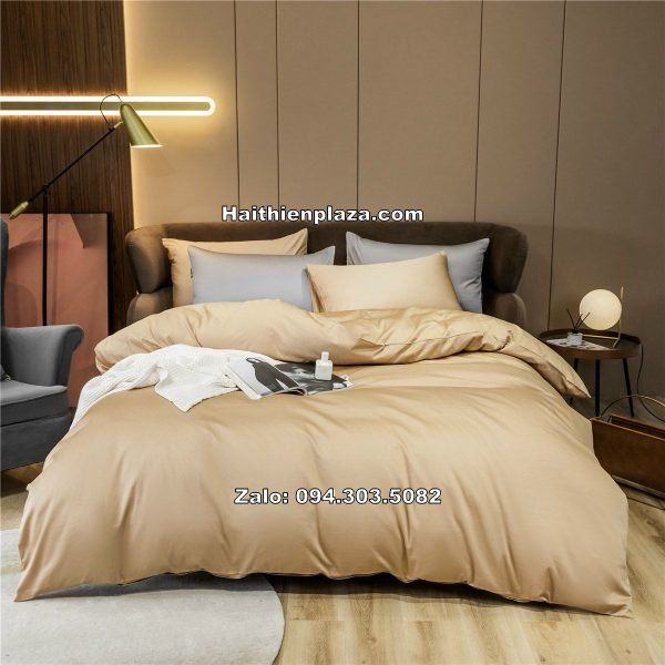 chăn ga gối một mầu vàng trơn