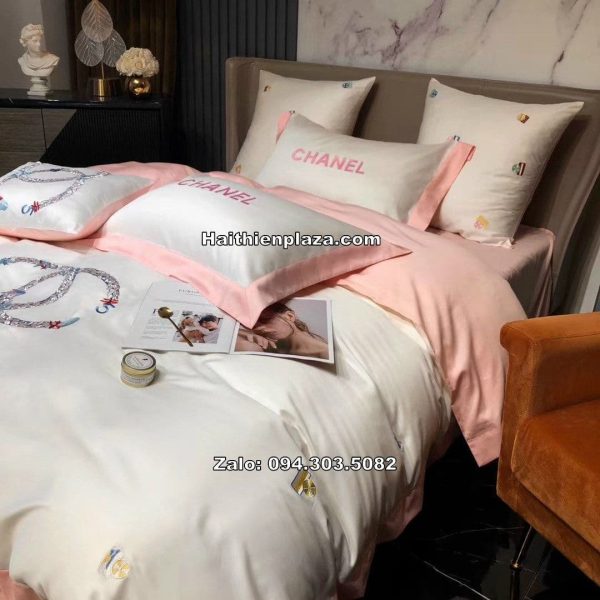 ga giường mầu hồng trơn