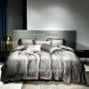 Bộ chăn ga lụa tencel mầu xám đậm