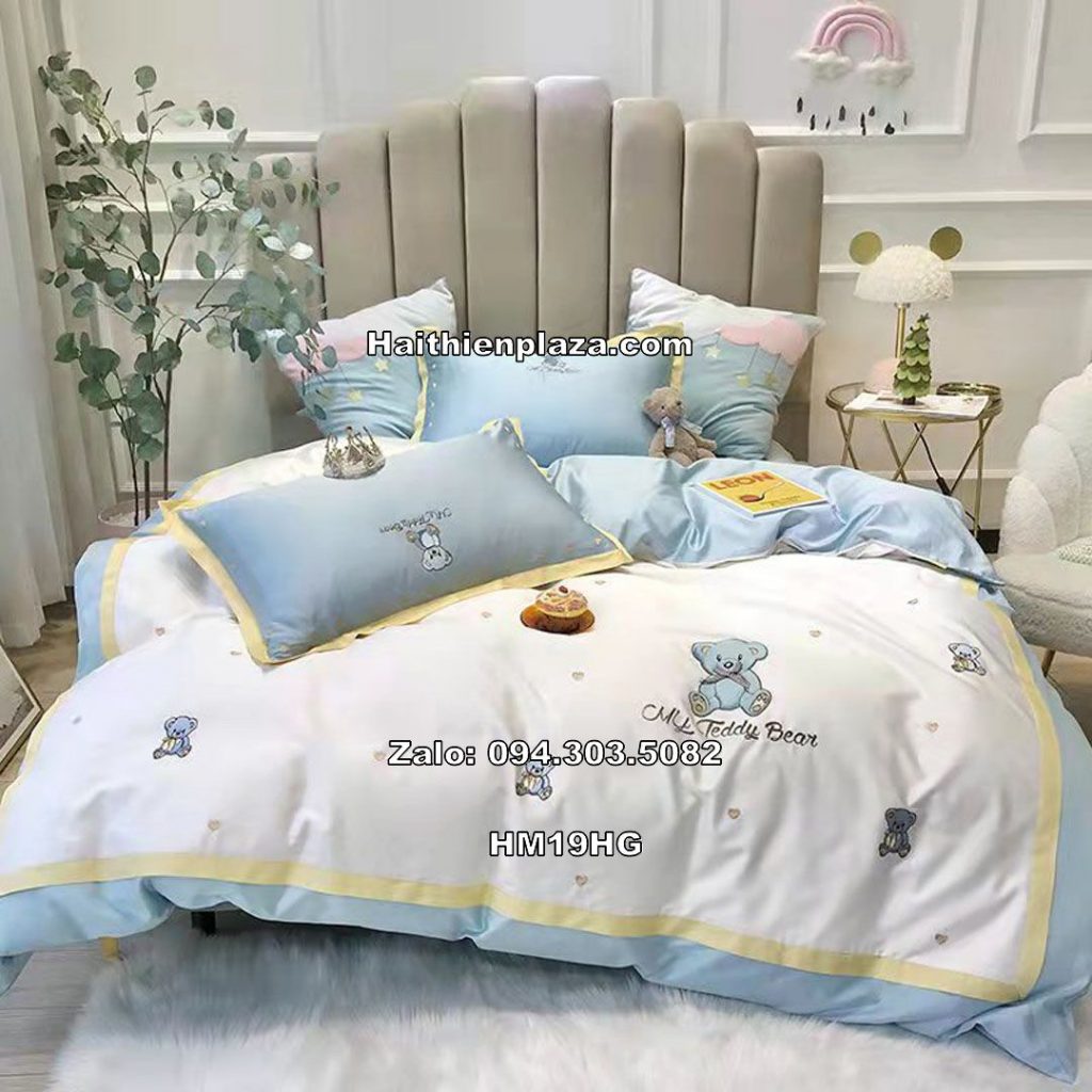 Bộ chăn ga lụa Tencel Teddy Bear