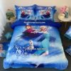 Bộ chăn ga hình Elsa và Anna mầu xanh