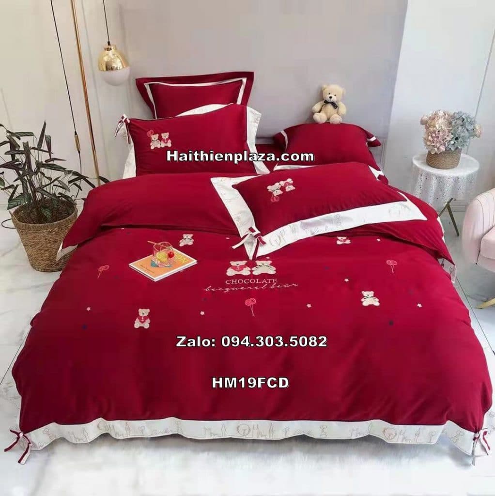 Chăn ga cao cấp mầu đỏ Chocolate