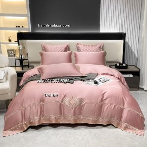 Bộ chăn ga màu hồng lụa tencel 944 087c53cc55999bc7c288 haithienplaza