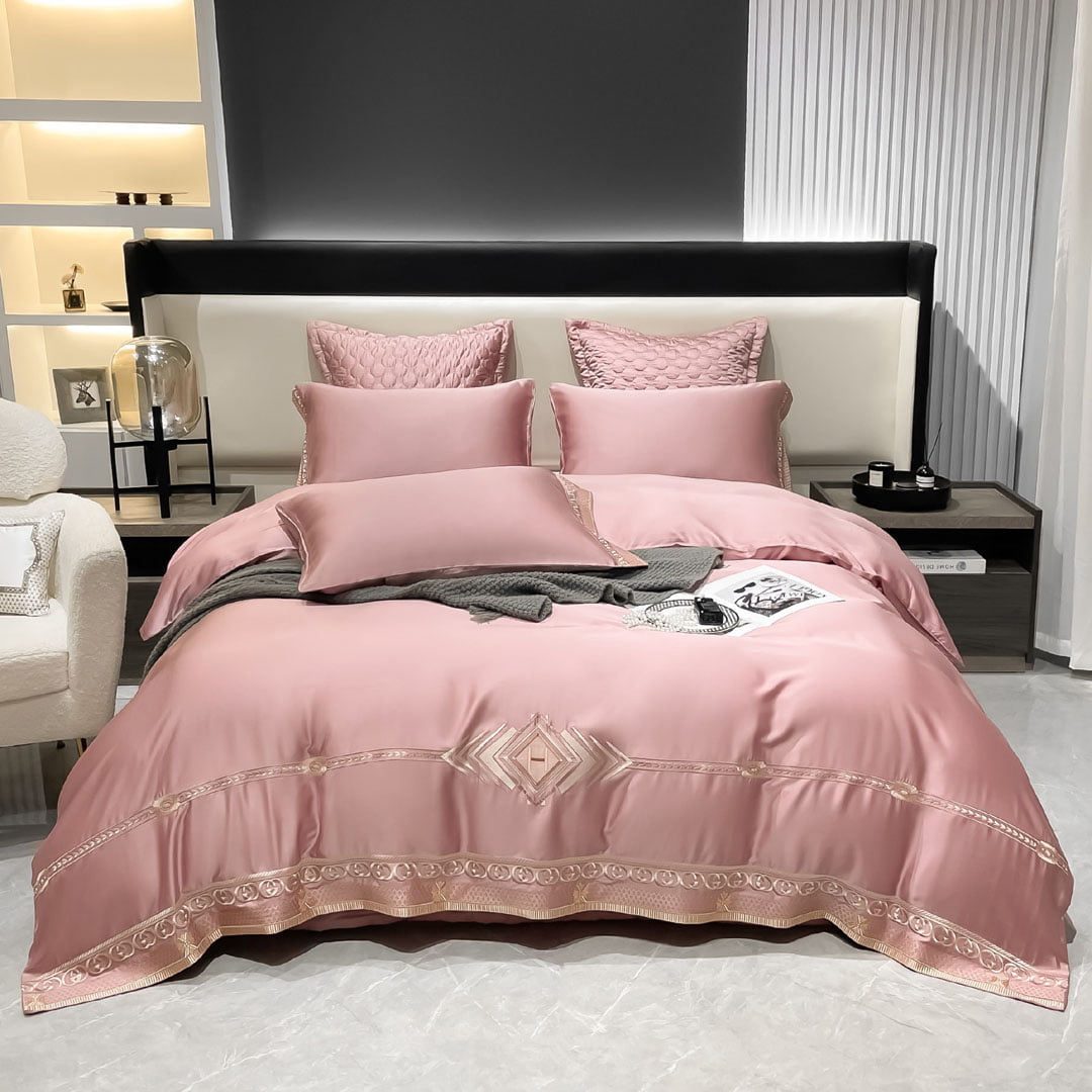 Bộ chăn ga màu hồng lụa tencel 943 Bộ chăn ga màu hồng lụa tencel