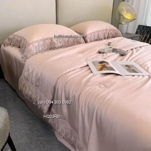 Chăn ga vải lụa tencel mầu hồng 945 Chan ga vai lua tencel mau hong