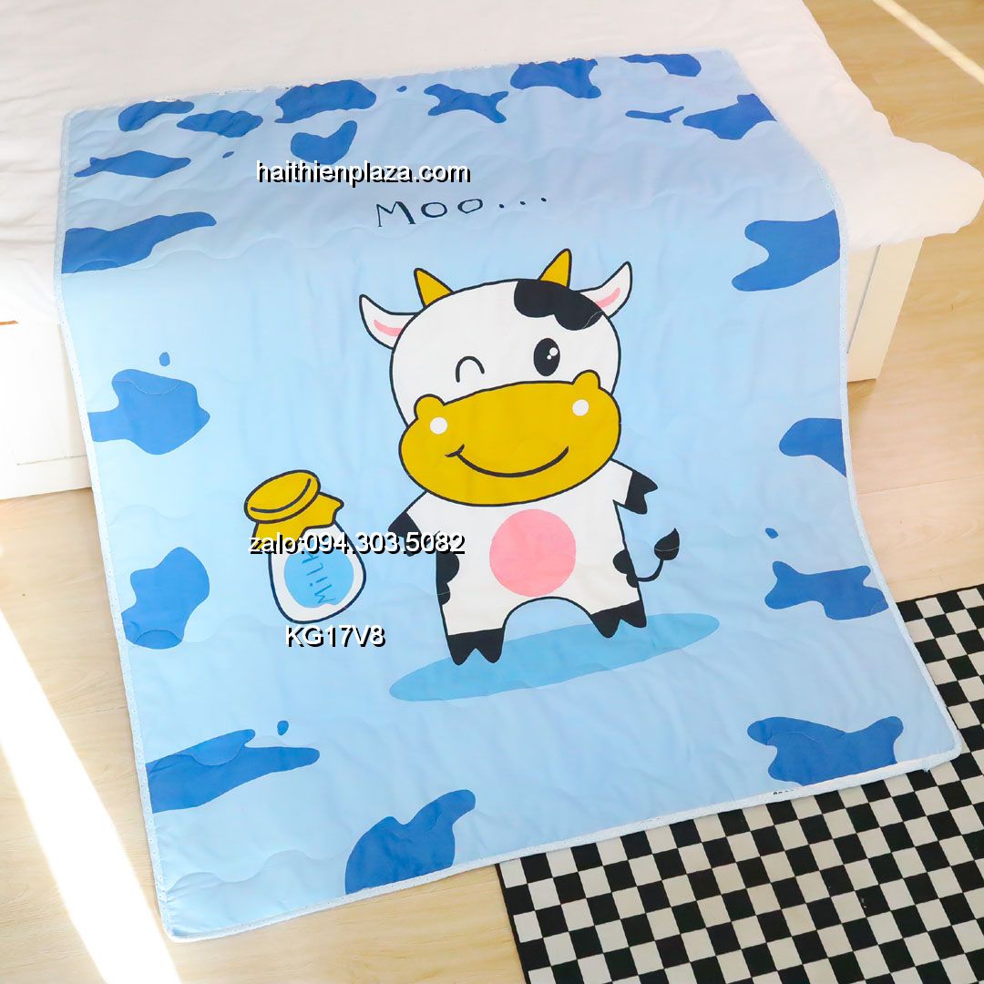 Chăn gối đi lớp hình bò sữa cotton 861 Chăn gối đi lớp hình bò sữa cotton