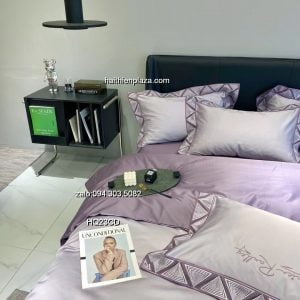 Vỏ chăn ga cao cấp mầu tím lụa 100S 520 Vo chan ga cao cap mau tim lua 100S