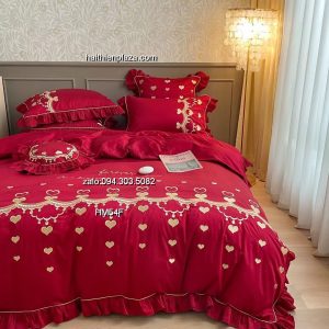 Vỏ chăn ga mầu đỏ hình trái tim 520 Vo chan ga mau do hinh trai tim