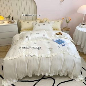 Vỏ chăn ga mầu vàng kem lụa tencel 943 Vo chan ga mau vang kem lua tencel