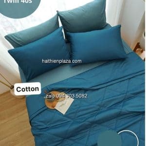 Chăn ga gối một mầu xanh cổ vịt 895 Chan ga goi mot mau xanh co vit