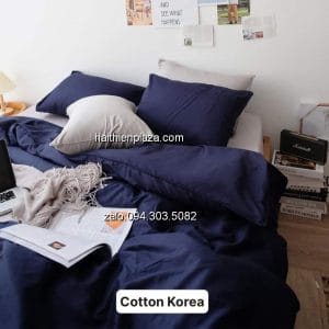 Chăn ga một mầu xanh than đậm 893 Chan ga mot mau xanh than dam