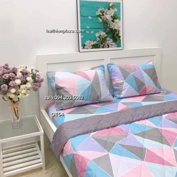 Vỏ chăn ga cotton hàn họa tiết tam giác
