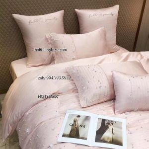 Vỏ chăn ga lụa tencel mầu hồng phấn 942 Vo chan ga lua tencel mau hong phan