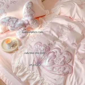 Chăn ga cao cấp mầu hồng dễ thương 517 Chan ga cao cap mau hong de thuong