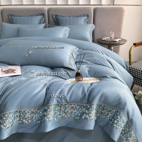 Ga phủ giường cao cấp mầu xanh tràm