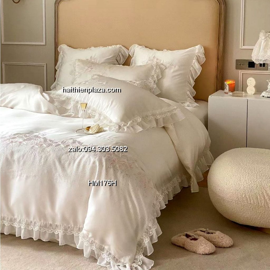 Vỏ chăn ga đẹp mầu trắng lụa tencel