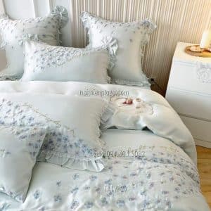 Chăn ga cao cấp hình hoa violet 942 Chan ga cao cap hinh hoa violet