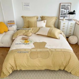 Chăn ga cao cấp mầu vàng gấy Teddy 520 Chan ga cao cap mau vang gay Teddy