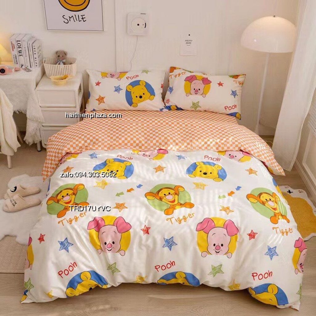 Chăn ga cotton trẻ em hình lợn Pin