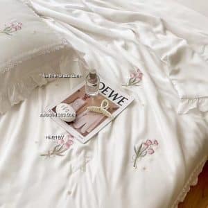 Chăn ga gối mầu trắng cao cấp lụa tencel 944 Chan ga goi mau trang cao cap lua tencel