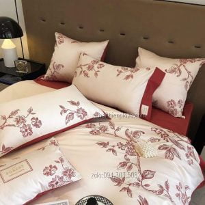 Vỏ chăn ga mầu đỏ vải lụa cao cấp 517 Vo chan ga mau do vai lua cao cap