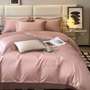 Chăn ga một mầu hồng phấn cotton lụa 515 chan ga mot mau hong phan cotton lua