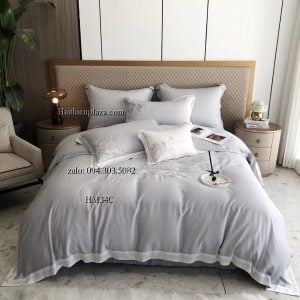 Chăn ga cao cấp mầu ghi lụa tencel 940 Chan ga cao cap mau ghi lua tencel