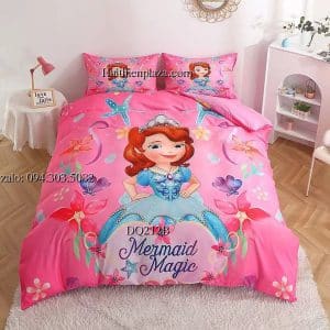 Chăn ga mầu hồng hình công chúa Sofia 851 Chan ga mau hong hinh cong chua Sofia