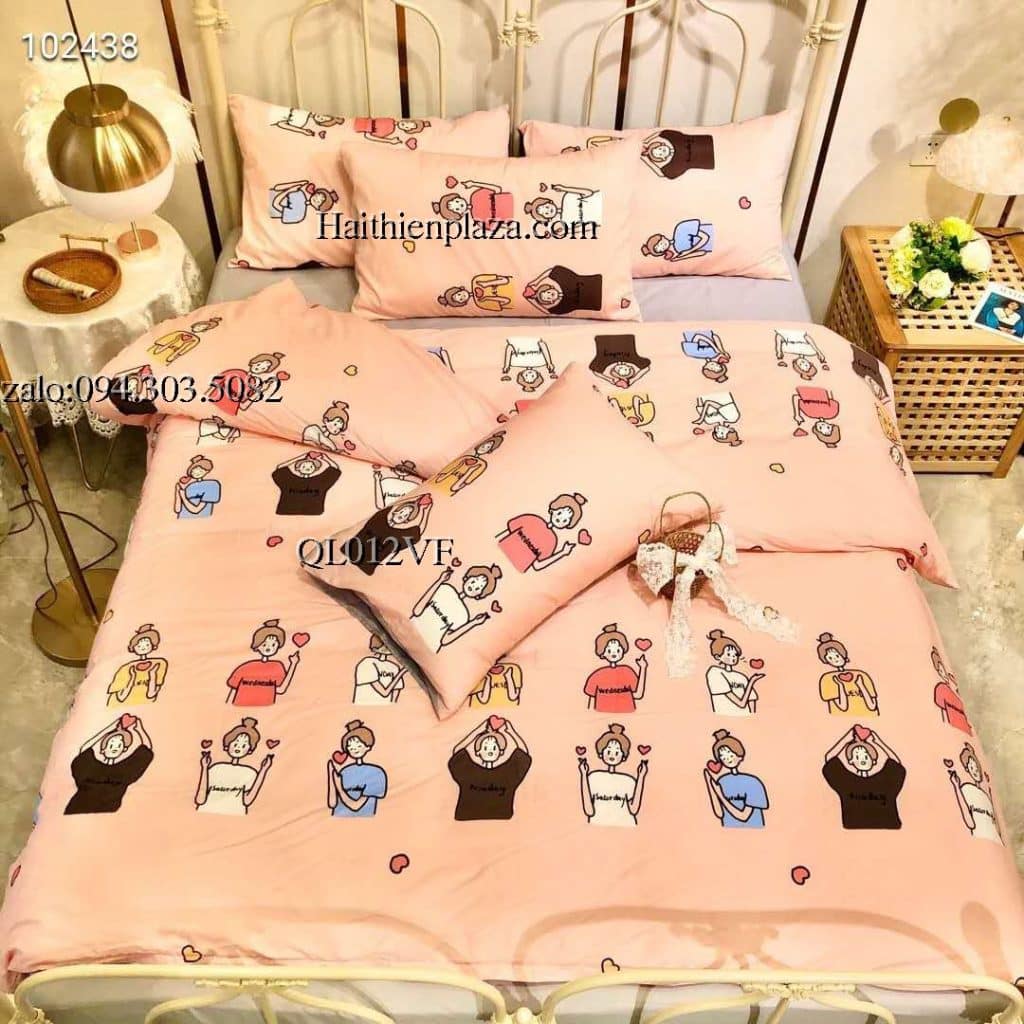 Bộ chăn ga cao cấp cotton hình cute
