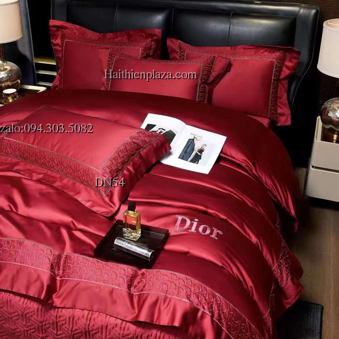 Chăn ga thương hiệu Dior mầu đỏ