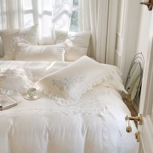 Chăn ga mầu trắng cao cấp lụa 100s 517 Chan ga mau trang cao cap lua 100s