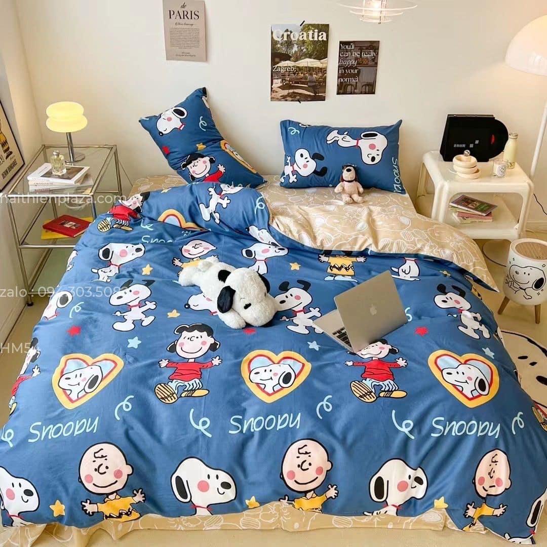 Bộ chăn trẻ em Snoopy vải cotton cho bé